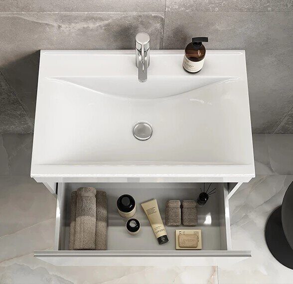 Pulsus 70 Velvex подвесная тумба белая для ванной комнаты с раковиной Pulsus 70