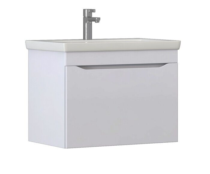 Grani 700-0-1 тумба навесная белая для ванной комнаты с умывальником Como 70