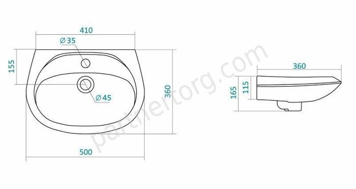 Бриз 50 см умывальник белый Santek