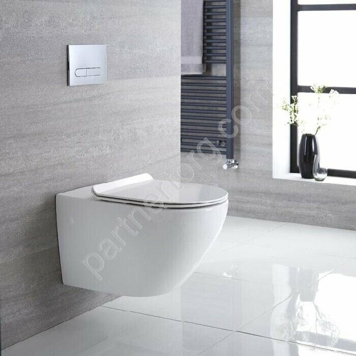 Azario Grado унитаз подвесной безободковый  49см с сидением микролифт быстросъемное AZ-0046