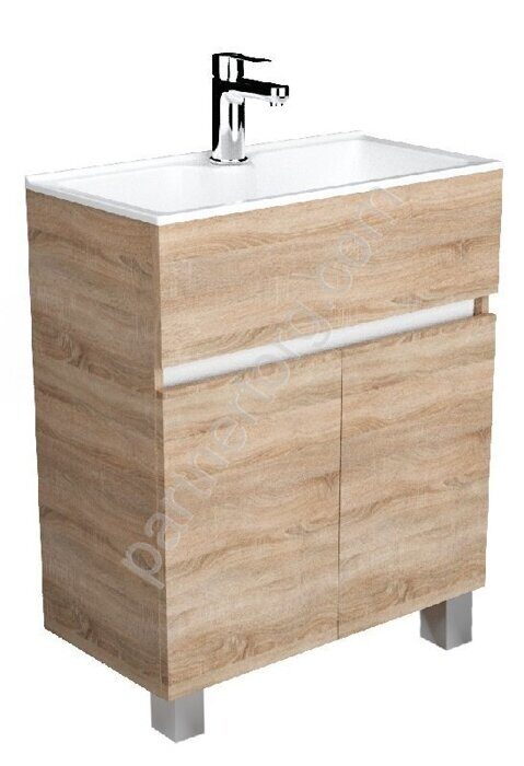 Mira 60Н 2д. Дуб Сонома тумба в ванную комнату напольная с раковиной