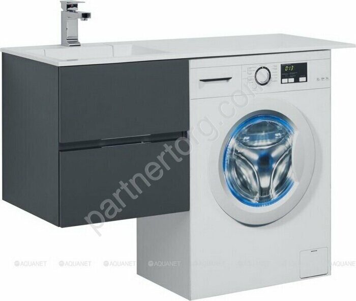 Алвита 48 серый антрацит тумба для ванной комнаты 2 ящика Aquanet