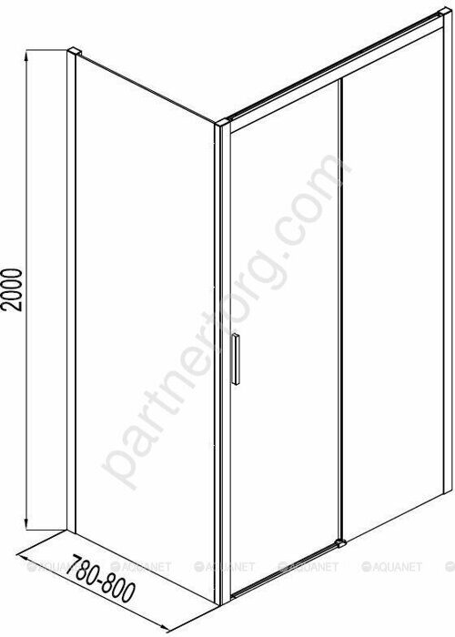 Aquanet Pleasure AE60-F-80H200U-BT, 00225501, боковая стенка 80х200 см, прозрачное стекло, профиль черный