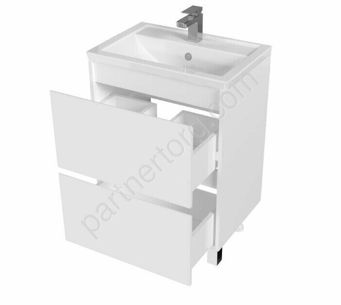 Aris 60Н тумба в ванную комнату 2 ящика напольная белая 1 Марка