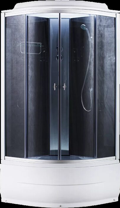 4103D grey black душевая кабина Aquapulse 100х100х220см, темное стекло, глубокий поддон