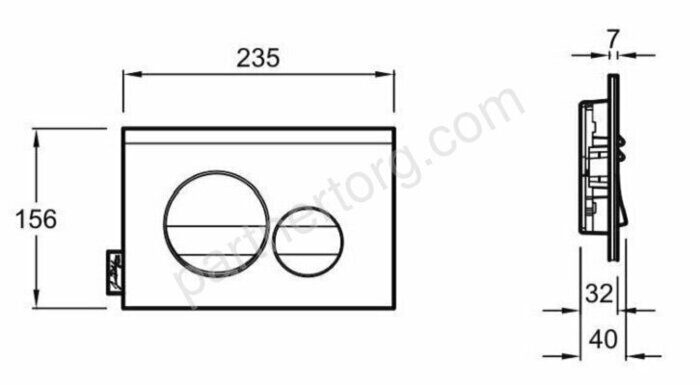 Клавиша смыва Jacob Delafon  матовый черный и глянцевый черный E20859-7-BMT