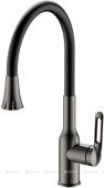 HB42830-3 Haiba Смеситель для кухни, гибкий излив, нержавеющая сталь, оружейная сталь-черный