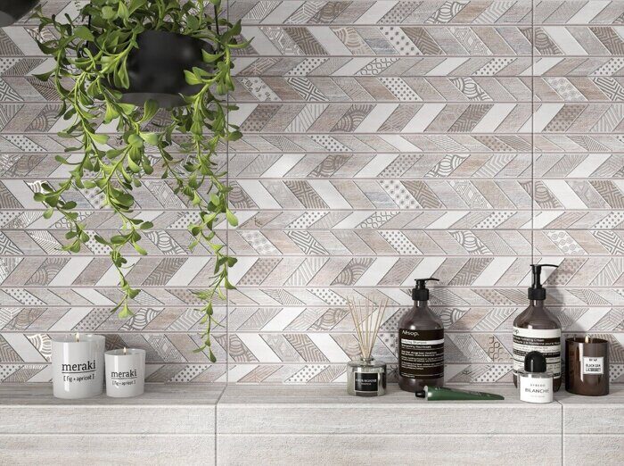 Shabby Chevron декор серый матовый 31х63см Azori