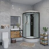 Niagara NG-6701-14, душевая кабина угловая полукруглая 90х90х215 см, прозрачное стекло, средний поддон