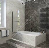 Veconi PL79B-70-01-C4 шторка на ванну распашная 70х150 см, профиль черный