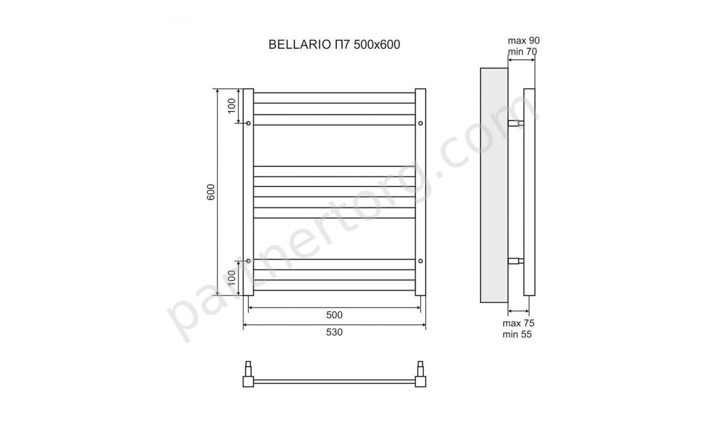Bellario LM68607BL, полотенцесушитель водяной 50х60 см, черный Lemark