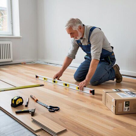 изображение человека которые укалдыват ламинат