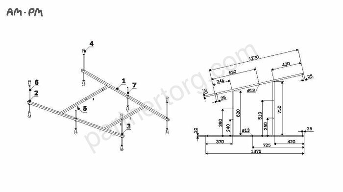 W72A-160-100W-R2 каркас для ванны spirit 160х100