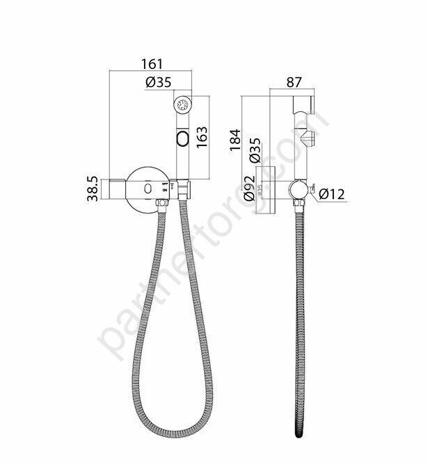 Axes Iddis хром, встраиваемый смеситель с гигиеническим душем AXESBR0i08
