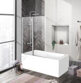 BelBagno UNO-V-2-120/150-C-Cr шторка на ванну 120х150 см складная, стекло прозрачное, профиль хром