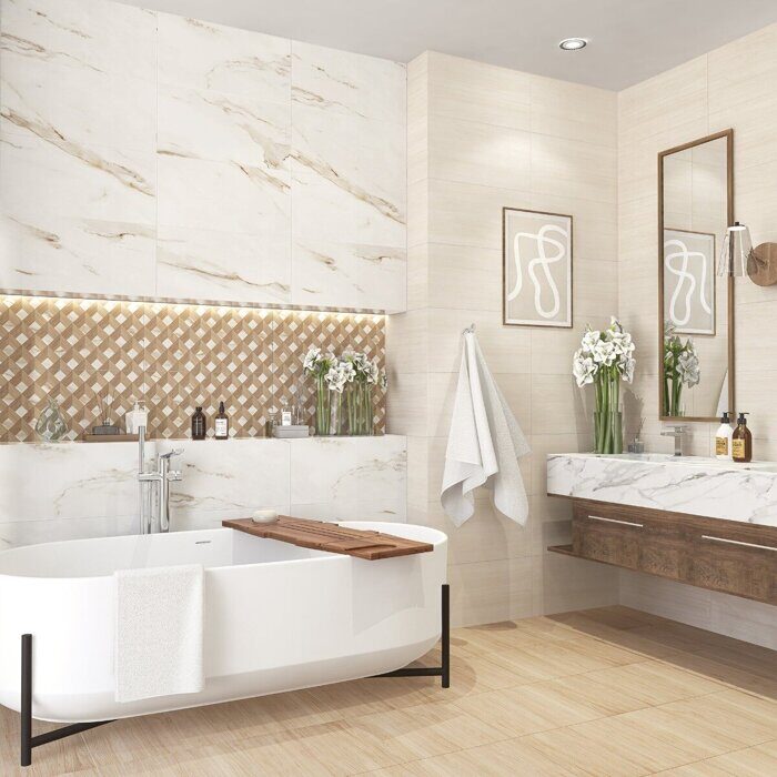 Rustic Crema настенная плитка кремовая полуматовая 31х63см Azori