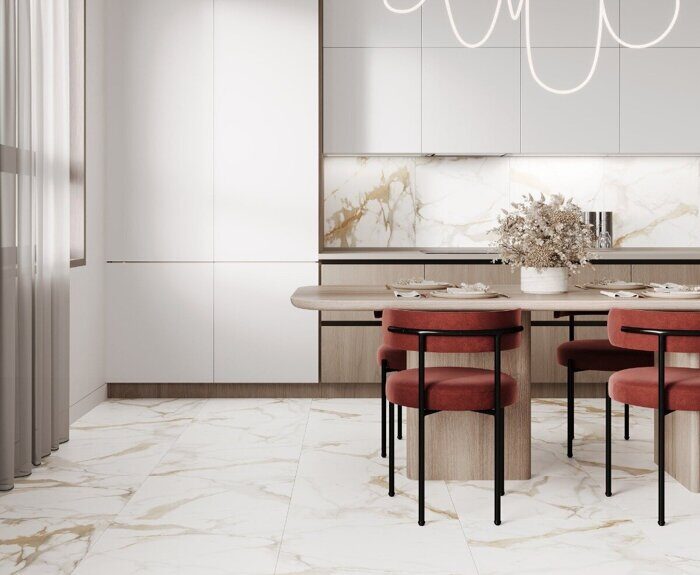 Calacatta Superior белый полированный керамогранит 60х60см Ceradim