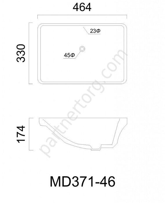 Подклеиваемая фарфоровая раковина Maison MD371-46 46,5см