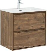 Милан 70 тумба дуб рустикальный для ванной комнаты с накладной керамической раковиной Flash 710*465*195 Aquanet