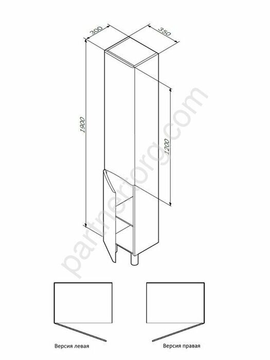 M80CSR0356VF Like, шкаф-колонна, напольный, правый, 35 см, двери, венге, текстурированный
