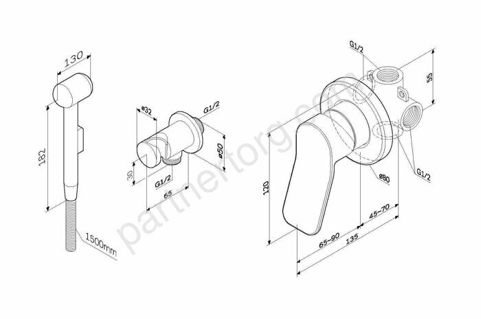 X-Joy смеситель с гигиеническим душем встраиваемый черный AM.PM F40H85A22