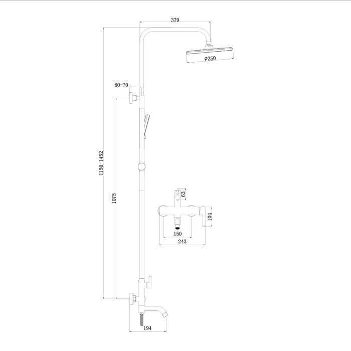 S221.24.09 Splenka Душевая система, графит