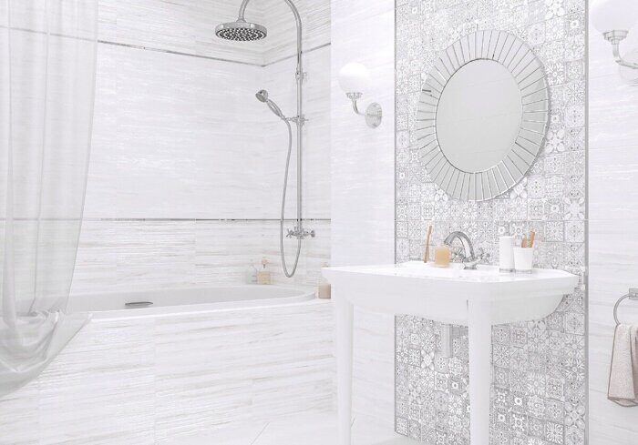 Vincenzo Grigio New Trend настенная плитка белая матовая 24,9х50см