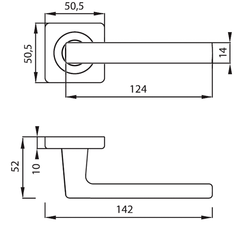 Archie Esta S040 15699 ручка дверная фалевая на квадратной накладке