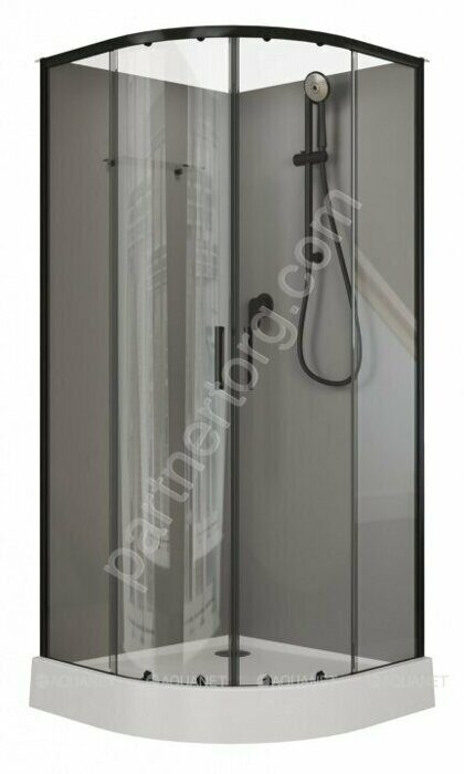 Passion EVO R black душевая кабина 90х90см прозрачное стекло, набор 2 Aquanet