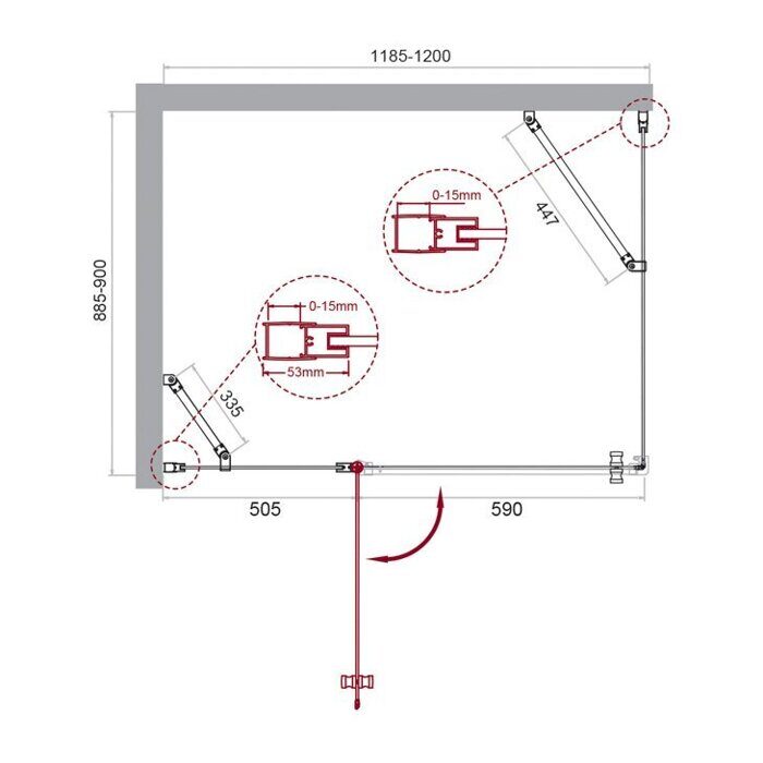 BelBagno ETNA-AH-12-120/90-C-Cr душевой уголок 120х90х195 см, дверь распашная, стекло прозрачное, профиль хром