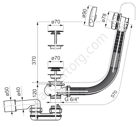 Сточный комплект  Ravak  X01305, астослив