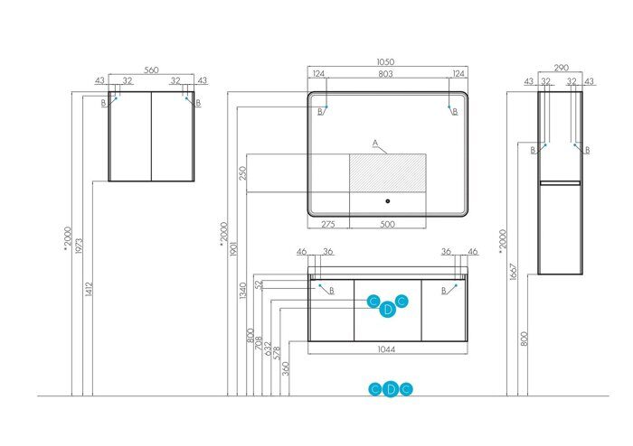 Шерилл 105 см зеркало для ванной комнаты с подсветкой Aquaton