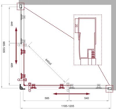 BelBagno UNO-195-AH-2-120/100-CH-CR душевой уголок 120х100х195 см, дверь раздвижная, стекло шиншила, профиль хром