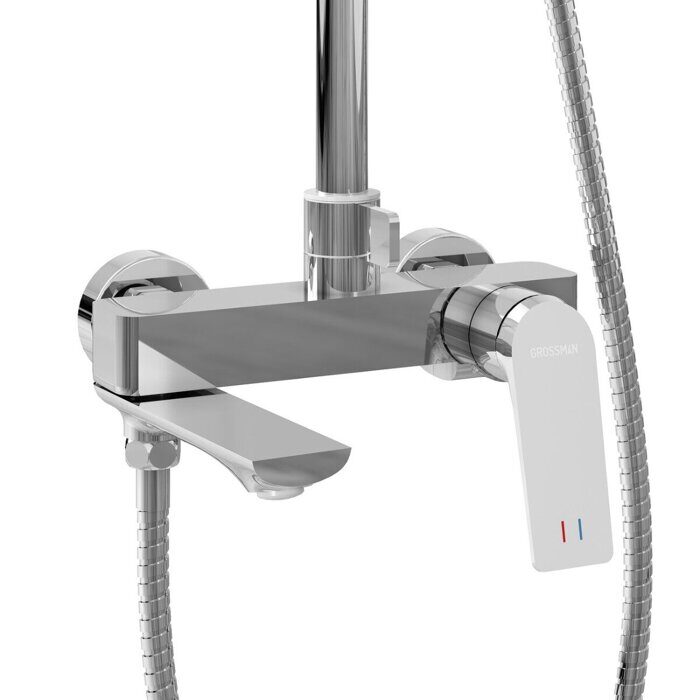 Grossman Cosmo 500.K35.02.100 душевая стойка с верхним душем, ручной лейкой и смесителем, хром глянцевый