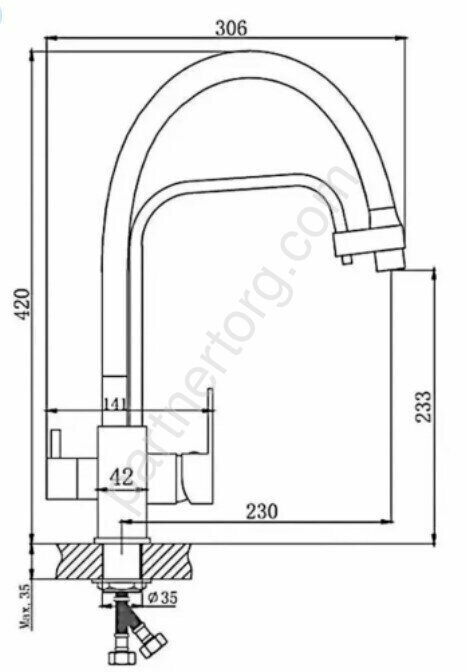 HB76615 смеситель для кухни с каналом для фильтрованной воды, гибкий излив  серый Haiba