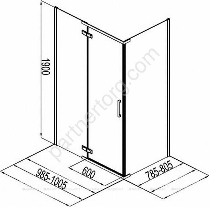 Aquanet Logic RC1000 AE32-S-100x80U-CT, душевой уголок прямоугольный, 100х80 см, прозрачное стекло, профиль хром