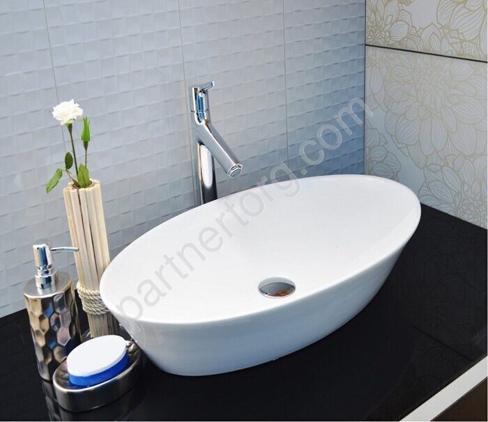 CeramaLux 9397 раковина настольная овальная белая