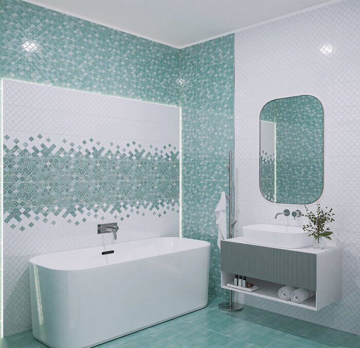 Calypso Aquamarine плитка для пола бирюзовая глянцевая 42х42см Azori