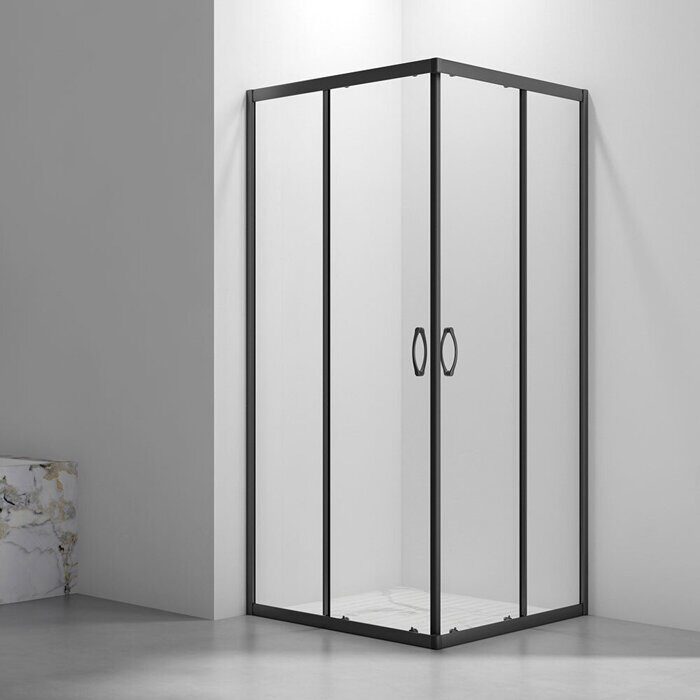 Veconi RV101B-90-01-C5 душевой угол, 90х90x190 см, дверь раздвижная, профиль черный