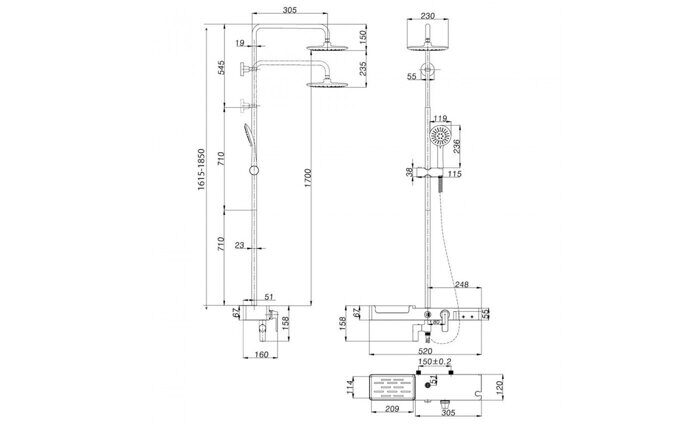 Tropic LM7007С, душевая система с тропическим душем, поворотный излив, хром Lemark