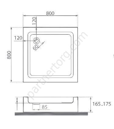 Аполло душевой поддон акриловый квадратный низкий 80x80 Бас