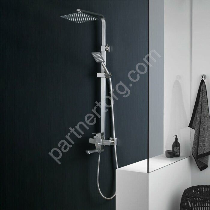 Melana-F1002P душевая система с тропическим душем, лейкой и смесителем нержавеющая сталь