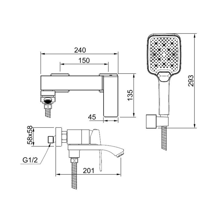 Raglo R01.30 смеситель для ванны, хром