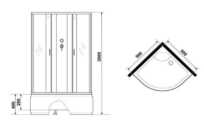 Niagara Classic NG-6708-14BK душевая кабина без крыши  90х90х200см, прозрачное стекло, высокий поддон