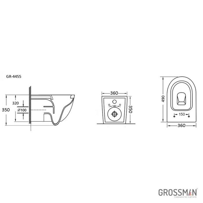 Grossman GR-4455S подвесной безободковый унитаз белый с сидением