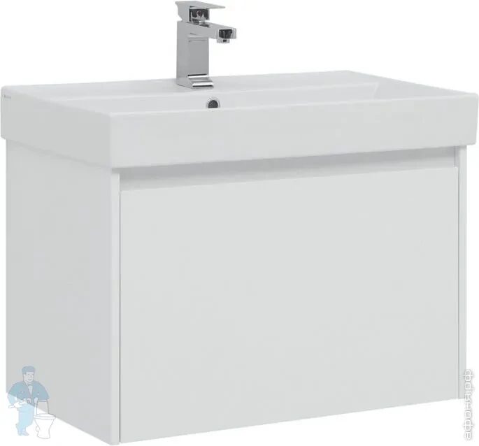 Nova lite 75 тумба белый глянец для ванной комнаты 1+1 ящик Aquanet