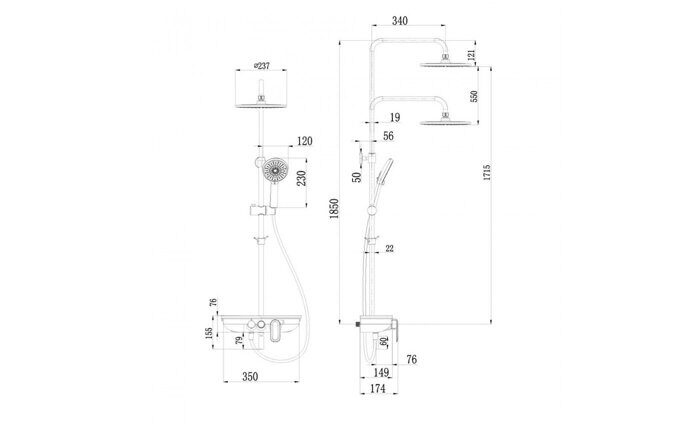 Tropic LM7012BL, душевая система с тропическим душем, поворотный излив, черный Lemark