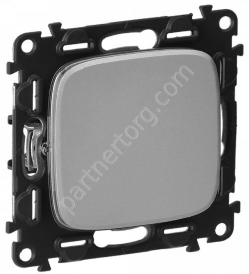 Legrand Valena Allure выключатель 1-клавишный 10АX 250В, безвинтовые зажимы, цвет алюминий