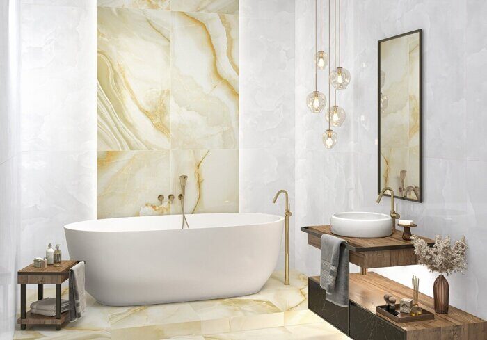 Ice Onyx LCM керамогранит бело-серый глянцевый 120х60см