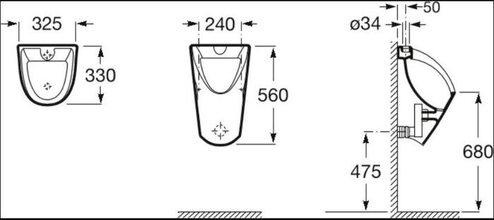 Chic Roca 35945L000 писсуар подвесной, наружное подключение